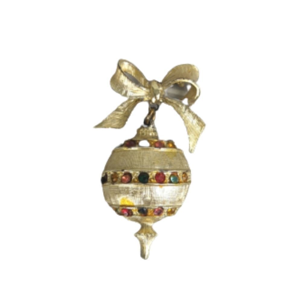 Christmas Brooch Jeweled Tree Ornament Pin